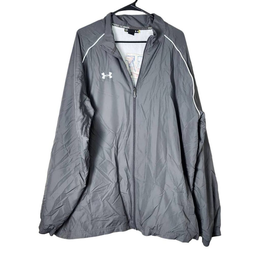Under Armour Windbreaker Jacket Mens XXL Gray Long‎ Sleeve Full Zip
